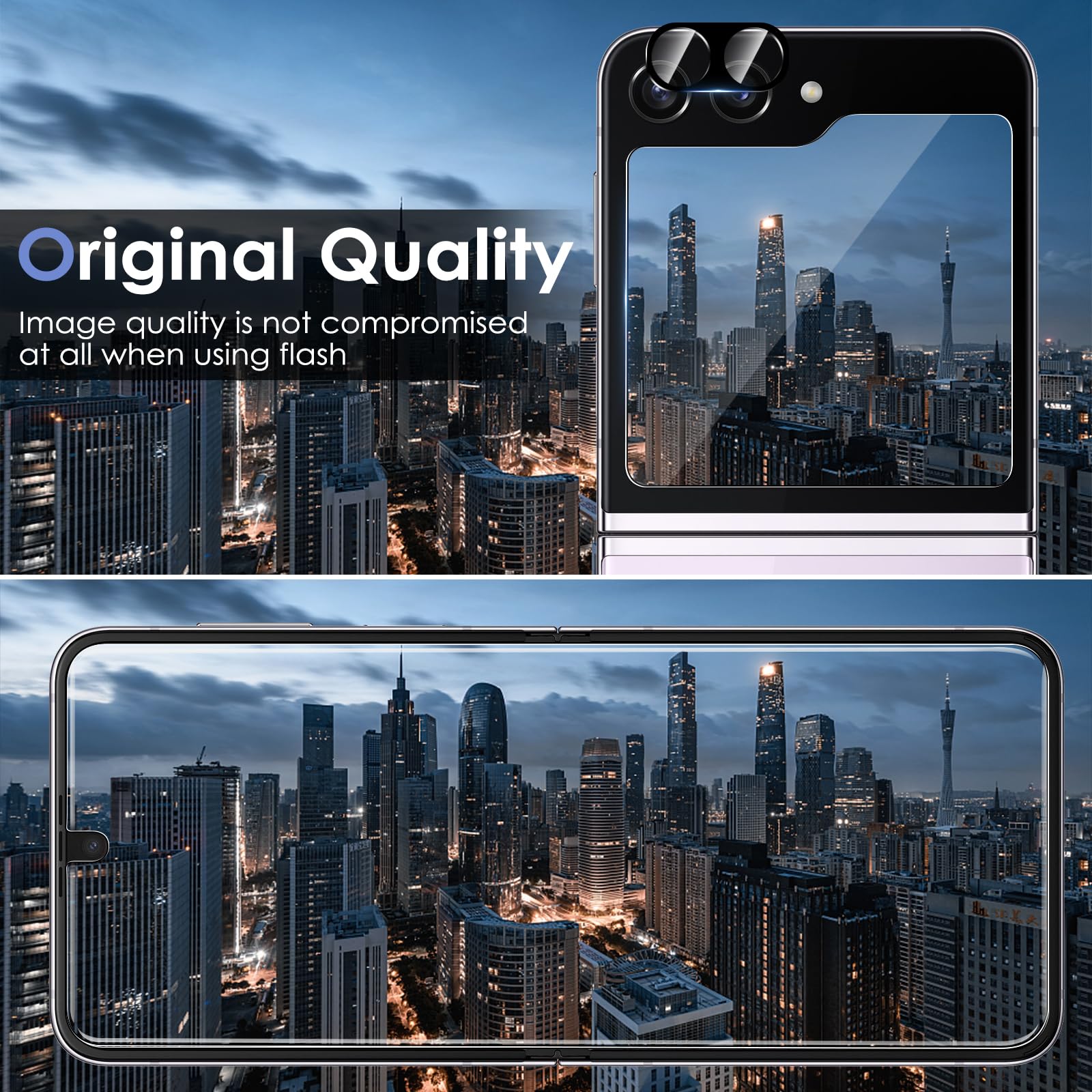 WYQLTD [2 Sets 6 Pack] for Samsung Galaxy Z Flip 5 Screen Protector, Internal Flexible TPU Screen Protector + Outer Tempered Glass Screen Protector + Tempered Glass Camera Lens Protector