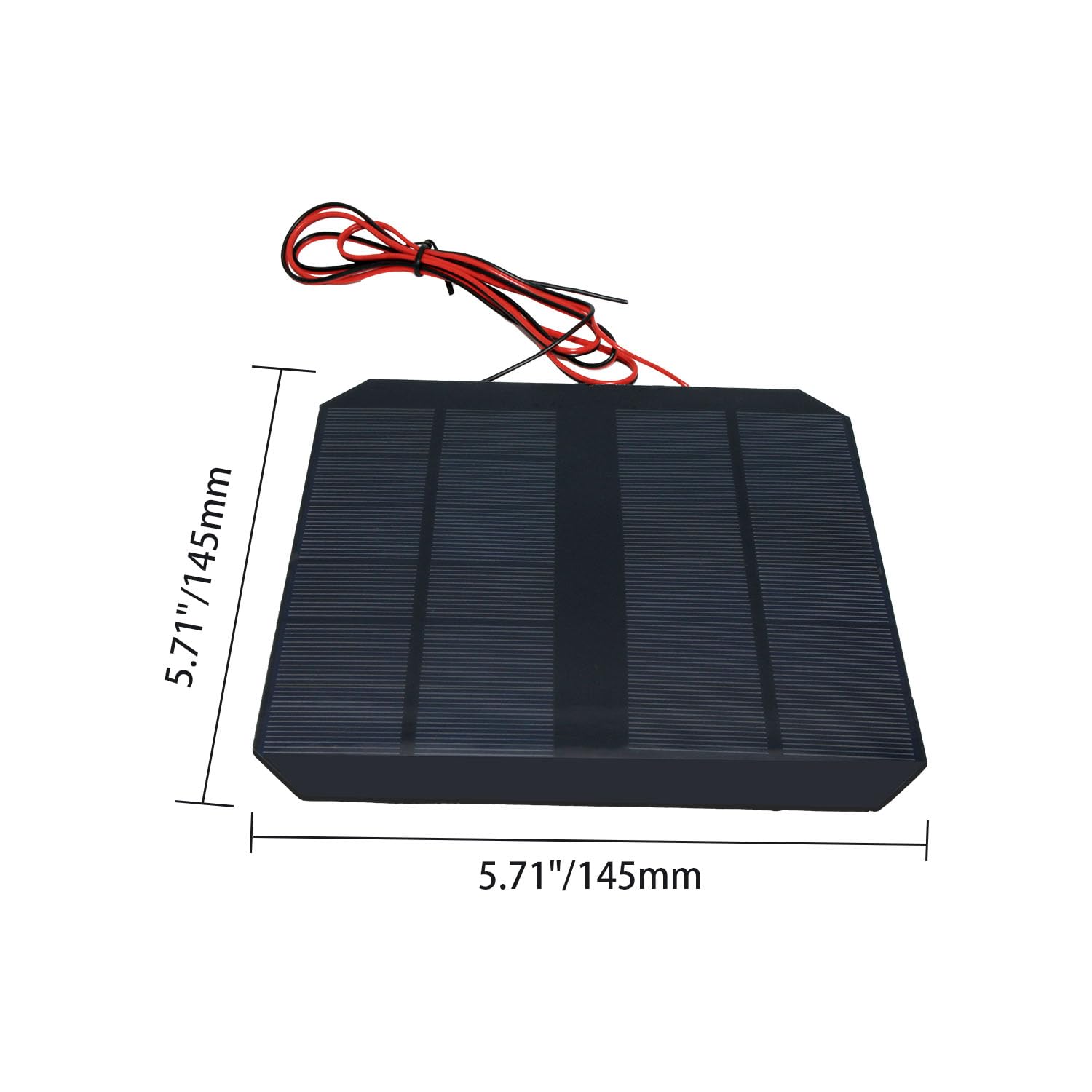 2Pcs Mini Solar Panels for Solar Power, 6V 500mA Mini Solar Panel Kit DIY Electric Toy Photovoltaic Cells Solar Epoxy Cell Charger with 1 Meter Wire 5.71"*5.71"(145mm*145mm)