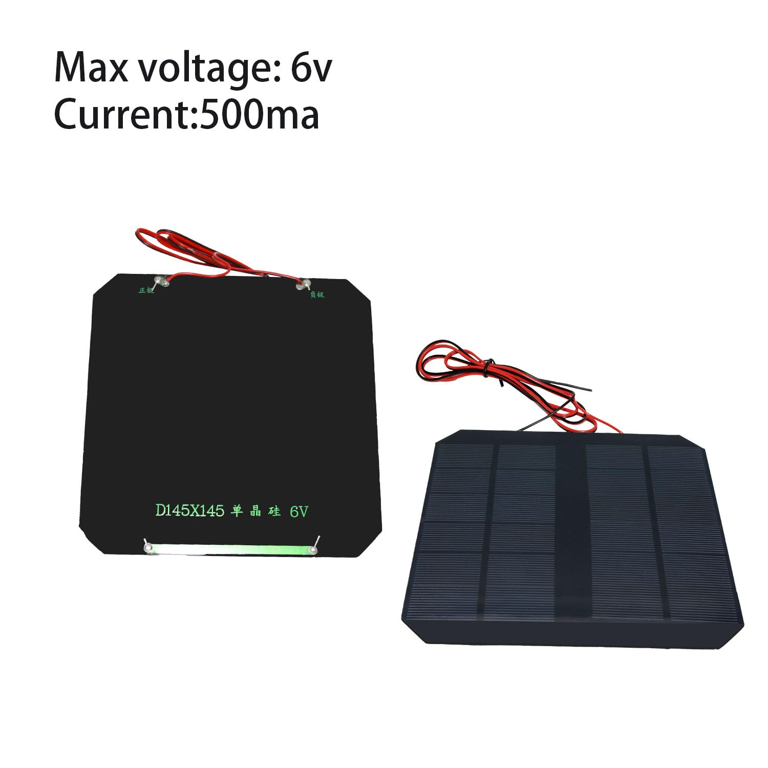 2Pcs Mini Solar Panels for Solar Power, 6V 500mA Mini Solar Panel Kit DIY Electric Toy Photovoltaic Cells Solar Epoxy Cell Charger with 1 Meter Wire 5.71"*5.71"(145mm*145mm)