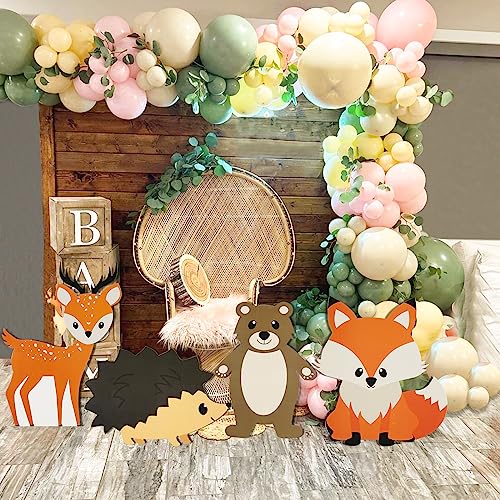 Woodland Baby Shower Decoration 4pcs Cute Animal Cutout Woodland Creatures Forest Animal Theme Decor for Baby Shower Backdrop