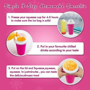 Slushie Maker Cup - Magic Quick Frozen Smoothies Cup for Homemade Milk Shake Ice Cream Maker, Cooling Cup, Double Layer Squeeze Slushy Maker Cup, Birthday Gifts for Friends&Family(Pink)