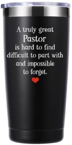 momocici pastor gifts.a truly great pastor is hard to find 20 oz tumbler.funny birthday christmas appreciation gifts thank you gifts for pastor men women.(black)