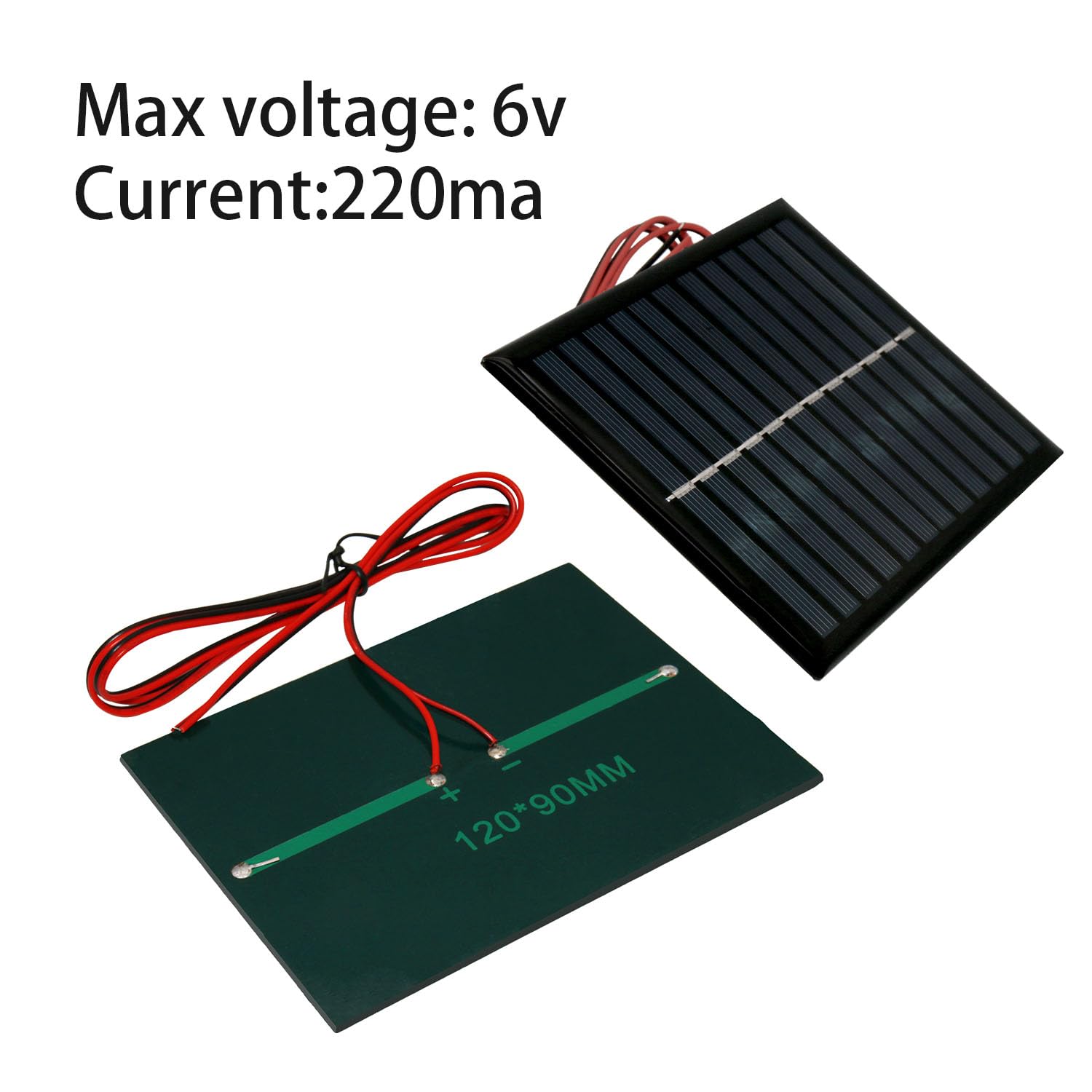 2Pcs Mini Solar Panels for Solar Power, 6V 220mA Mini Solar Panel Kit DIY Electric Toy Photovoltaic Cells Solar Epoxy Cell Charger with 1 Meter Wire 4.72"*3.54"(120mm*90mm)