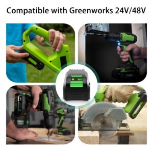 CaliHutt 【Upgrade!!】 2Pack 24V 6.0Ah Replacement Battery for Greenworks 24V/48V Max 29842 29852 29322 Lithium lon Battery 20352 22232 2508302 Cordless Tools