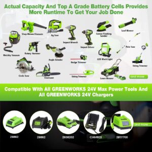 CaliHutt 【Upgrade!!】 2Pack 24V 6.0Ah Replacement Battery for Greenworks 24V/48V Max 29842 29852 29322 Lithium lon Battery 20352 22232 2508302 Cordless Tools