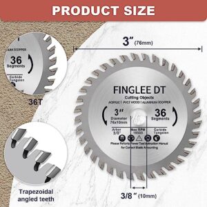 FINGLEE DT Wood Saw Blade TCT Circular Cutting Blade for Woodworking ((1PCS 3inch （36T)))