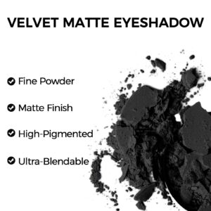 Erinde Black Matte Eyeshadow Palette, Single Black Smokey Pressed Powder Eye Shadow, Ultra-Blendable, Pigmented Color, Long Lasting, Halloween Goth Eye Makeup Palette, Cruelty-Free & Vegan