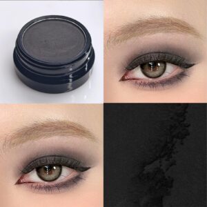 Erinde Black Matte Eyeshadow Palette, Single Black Smokey Pressed Powder Eye Shadow, Ultra-Blendable, Pigmented Color, Long Lasting, Halloween Goth Eye Makeup Palette, Cruelty-Free & Vegan