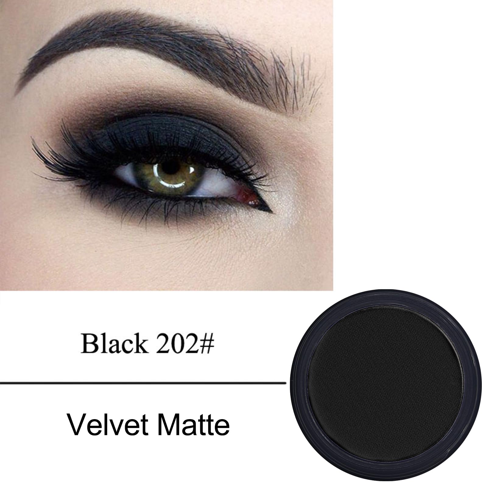 Erinde Black Matte Eyeshadow Palette, Single Black Smokey Pressed Powder Eye Shadow, Ultra-Blendable, Pigmented Color, Long Lasting, Halloween Goth Eye Makeup Palette, Cruelty-Free & Vegan