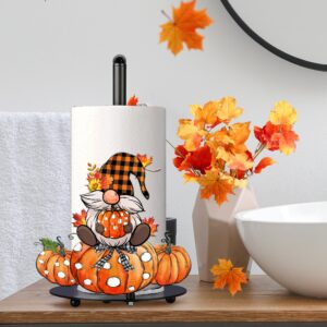 Thanksgiving Paper Towel Holder, Thanksgiving Kitchen Decor, Pumpkins Gnomes Kitchen Decor Accessories Paper Towel Holder Stand, Metal Autumn Decorations - Farmhouse Large Towel Stand for Countertops