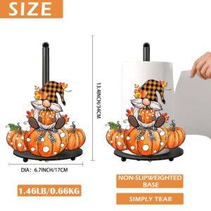 Thanksgiving Paper Towel Holder, Thanksgiving Kitchen Decor, Pumpkins Gnomes Kitchen Decor Accessories Paper Towel Holder Stand, Metal Autumn Decorations - Farmhouse Large Towel Stand for Countertops