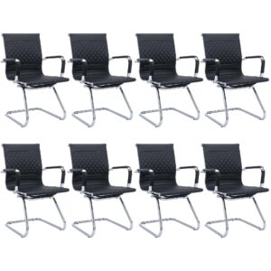 bestano office guest chairs reception chairs waiting room chairs set of 8 conference room chairs with mid back, modern pu leather desk chairs, black