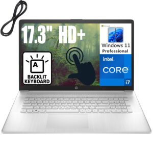 hp 2023 17 17.3" touchscreen hd+ business laptop computer, 12th gen intel 10-core i7-1255u, 64gb ddr4 ram, 4tb ssd, wifi, bluetooth 5.0, backlit keyboard, silver, windows 11 pro, broage cable