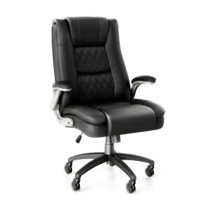 claiks big and tall office leather chair for heavy people, executive office chair with heavy duty casters,high back office chair flip arms adjustable built-in lumbar support