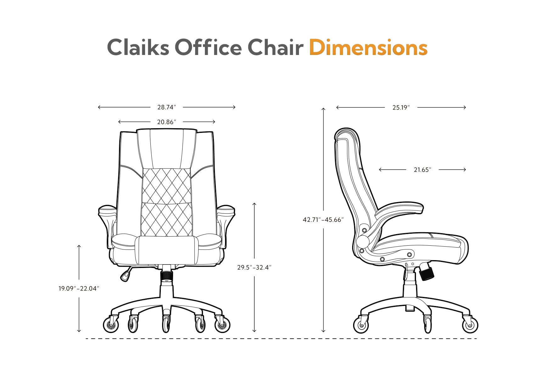 Claiks Big and Tall Office Leather Chair for Heavy People, Executive Office Chair with Heavy Duty Casters,High Back Office Chair Flip Arms Adjustable Built-in Lumbar Support