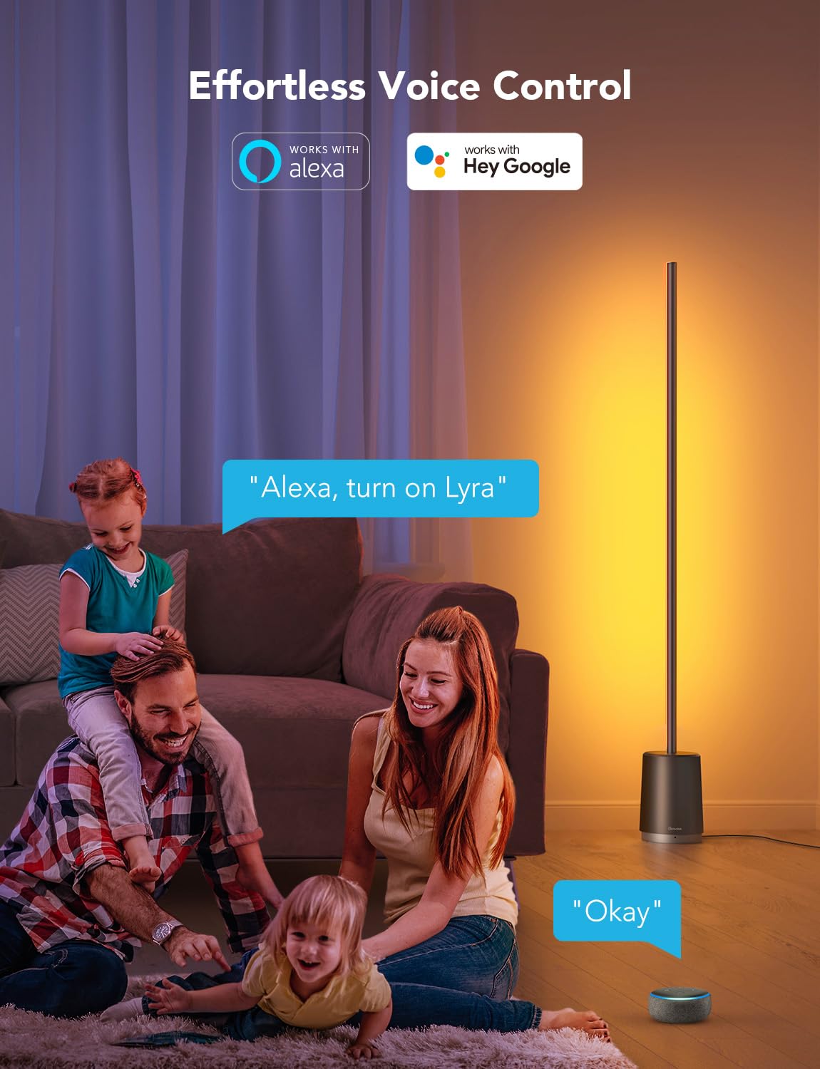 Govee RGBIC Floor Lamp, Modern LED Lyra Corner Lamp with 64+ Scene & Music Modes, 1500 Lumens, DIY Mode, Smart Remote Control Standing Floor Lamp for Bedroom, Living Room, Gaming Room, Black