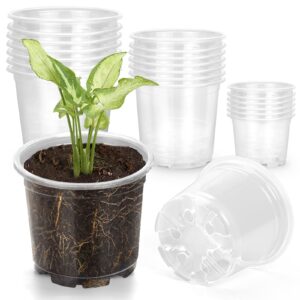oupsaui 21 pack 3.5/5/6 inch clear nursery pots for plants, clear plant pots with drainage holes, flexible plastic nursery pots variety pack, seedling planter seed starter pots(3.5+5+6 inch)