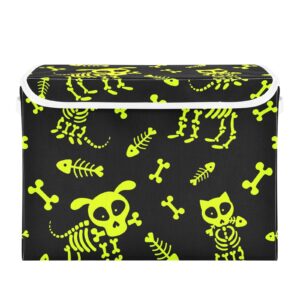 domiking halloween skeleton storage basket with lid collapsible storage bins decorative lidded storage boxes for toys organizers with handles for clothes books nursery office