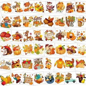 howaf 96 pieces fall temporary tattoos,48 styles fall for jesus temporary face tattoos stickers for girls boys,thanksgiving harvest fake tattoos with turkeys,pumpkins,maple leaves for happy fall party