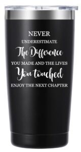 merfefe never underestimate the diffefence 20oz tumbler gifts.new job leaving gifts for employee coworker.going away farewell retirement thank you appreciation gift for friends teacher.(black)