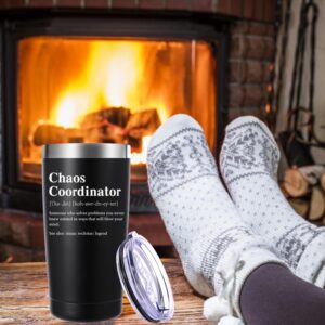 Merfefe Chaos Coordinator 20 oz Tumbler Gifts.Boss Lady Teacher Thank You Appreciation Gifts for Men Women.Unique Gift for Boss Coworker Manager Nurse.Office Christmas Birthday Gifts.(Black)