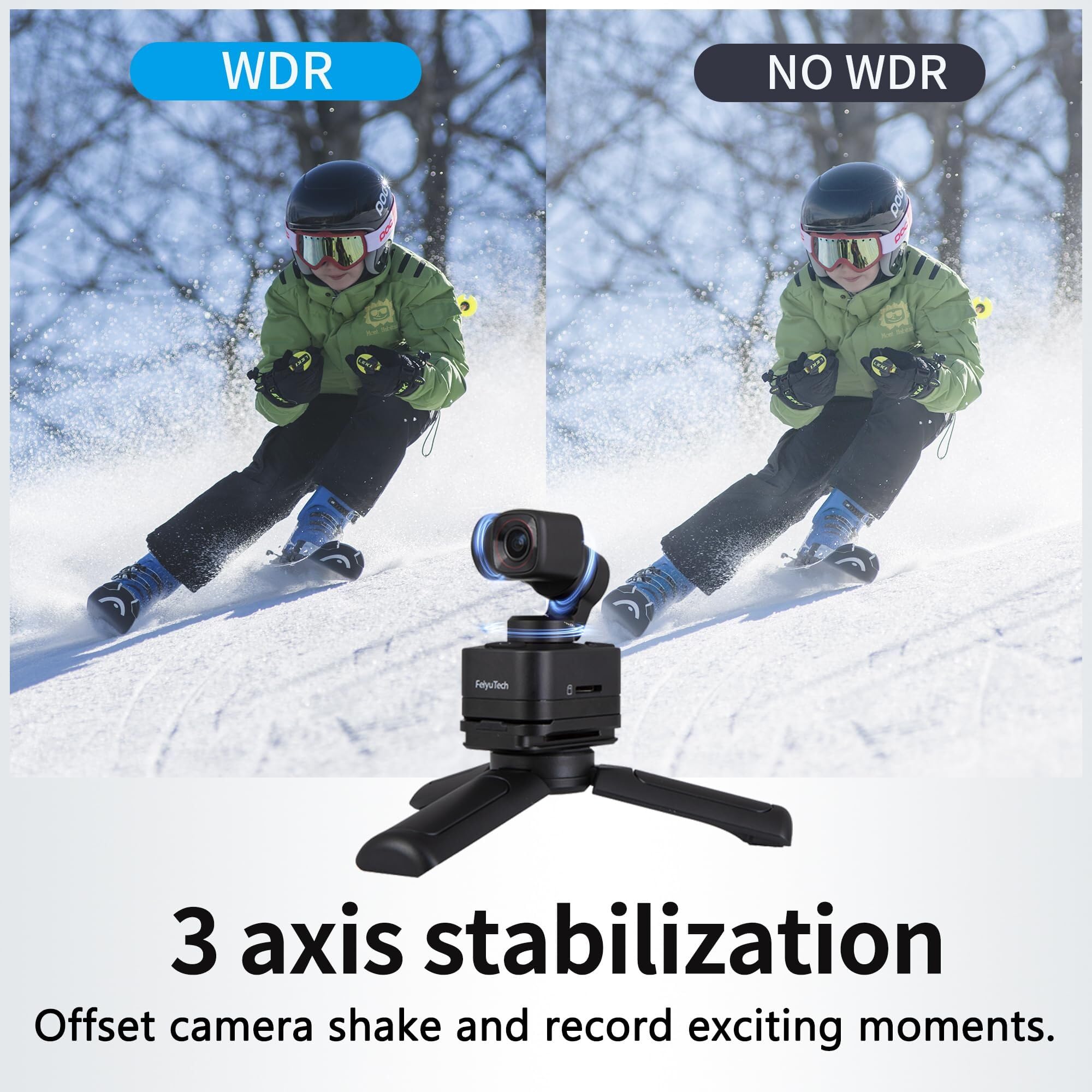 FeiyuTech Pocket 3 kit -Remote Handle&Camera 4K 60FPS Camera with Handheld 3-Axis Stabilizer, Pocket Action Camera, AI Tracking, Detachable Handle, Magnets for YouTube TikTok Video Vlog