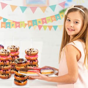 AWTBDP Acrylic Donut Stand Pack of 6, Bagel Display Tower for Dessert Table, Doughnut Holder Stacker Tower for Bridal Showers Birthday, Wedding, Baby Shower, Christmas, Party Supplies