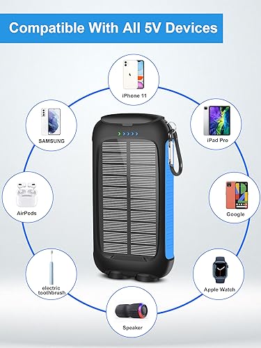 𝟮𝟬𝟮4 𝙐𝙥𝙜𝙧𝙖𝙙𝙚 Solar Power Bank -38800mAh Waterproof Portable Solar Phone Charger with LED Flashlight/Fast Charge USB C External Backup Battery Pack for All Cell Phones & Electronic Devices