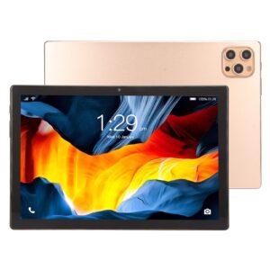 acogedor 10.1in android tablet, 8gb+256gb memory, 8 core, dual sim dual standby, dual camera, 2.4g 5g wifi, 4g calling tablet with keyboard and case, gold (us plug)