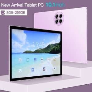 2 in 1 Tablet 10.1 Inch, for Android 12 Tablet with Keyboard, 8GB RAM 256GB ROM, Octa Core Processor, 16MP Camera, WiFi, FHD Screen for Students, Seniors (US Plug)