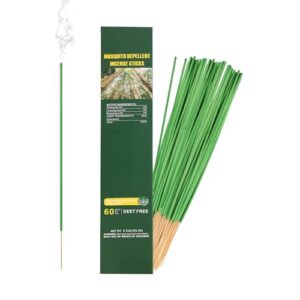 RibRave 60 pcs Mosquito Repellent Sticks, Citronella Bug Repellent Outdoor, DEET Free Plant-Based Mosquito Repellent Outdoor Patio Incense Sticks for 50 Mins