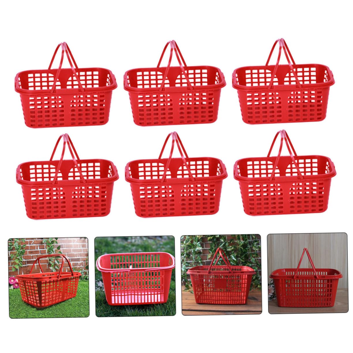 Homoyoyo 20pcs Fruit Picking Basket Kid Snack Container Basket for Snacks Strawberry Baskets Play Shopping Basket Kids Grocery Basket Fruit Basket with Handle Reusable Orange Container Red
