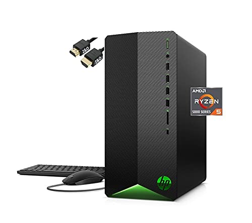 HP Pavilion Gaming Desktop, AMD Radeon RX 5500, AMD Ryzen 5 5600G Processor, 16 GB RAM, 1TB SSD, Windows 11 Home, 9 USB Ports, Keyboard and Mouse Combo, Pre-Built PC Tower, Black