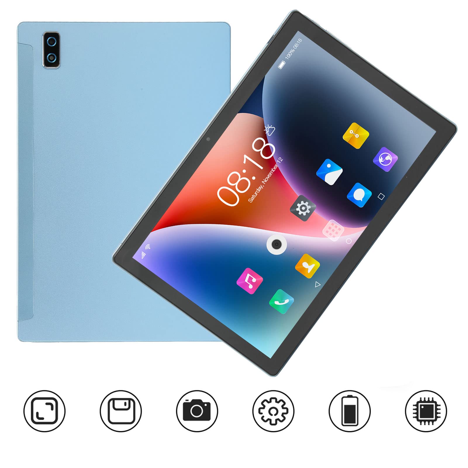 KUIDAMOS 5G WiFi Tablet, Octa Core CPU 4G Calling FHD 10.1 Inch Tablet Dual Cameras for Work (Blue)