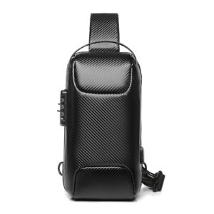 homholdon waterproof sling bag for men and women,chest bag shoulder backpack crossbody backpack hiking daypack motorcycle bag(carbon fiber black)