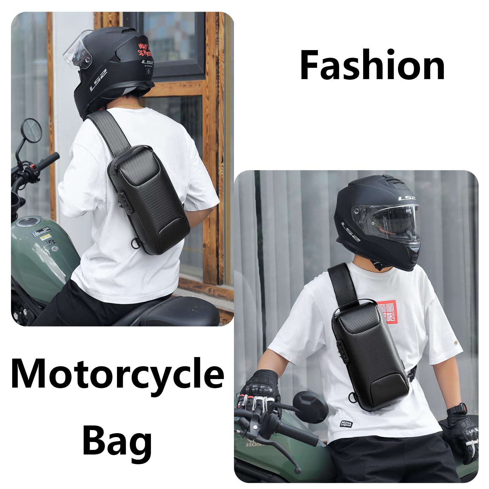 HOMHOLDON Waterproof Sling Bag for Men and Women,Chest Bag Shoulder Backpack Crossbody Backpack Hiking Daypack Motorcycle Bag(Carbon Fiber Black)
