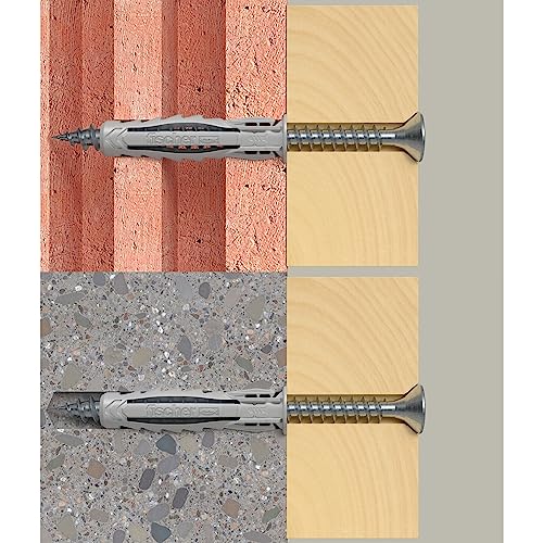 Fischer Propack SX Plus 5 S, 240 x 5 x 25 Dowels with Screw + SDS Drill Bit 5 mm, Reusable Jar, for Fixing on Concrete and Masonry 570205, Grey