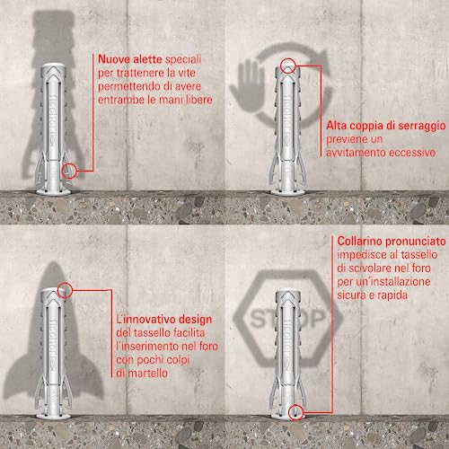 Fischer Propack SX Plus 5 S, 240 x 5 x 25 Dowels with Screw + SDS Drill Bit 5 mm, Reusable Jar, for Fixing on Concrete and Masonry 570205, Grey