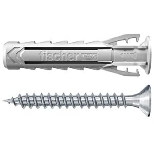 Fischer Propack SX Plus 5 S, 240 x 5 x 25 Dowels with Screw + SDS Drill Bit 5 mm, Reusable Jar, for Fixing on Concrete and Masonry 570205, Grey
