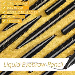 Eyebrow Pencil Eyebrow Microblading Pen - Eyebrow Makeup Micro 4 Point Brow Pen Lift & Snatch Makeup Pen Long-Lasting Waterproof Brow Pen 0.03 OZ/1ml - 03#Light Gray