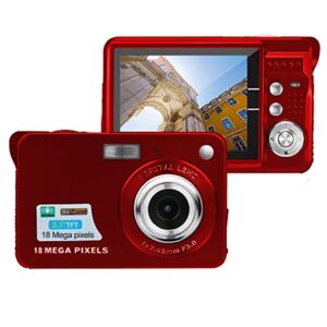 edealz 18mp megapixel digital camera with 2.7" lcd screen, rechargeable battery, hd photo and video for indoor, outdoor photography for adults, kids (red)