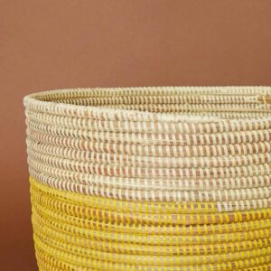 Senegalo Large Handwoven Open Oval Storage Basket (Yellow)