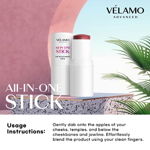 VELAMO ADVANCED Multifunctional Lip & Cheek Makeup Sticks for Mature Skin - Revitalizing Beauty, Age-Defying Charm - Cream Blush Stick for Radiant Cheeks & Luscious Lips