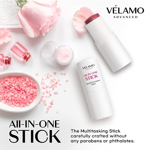 VELAMO ADVANCED Multifunctional Lip & Cheek Makeup Sticks for Mature Skin - Revitalizing Beauty, Age-Defying Charm - Cream Blush Stick for Radiant Cheeks & Luscious Lips