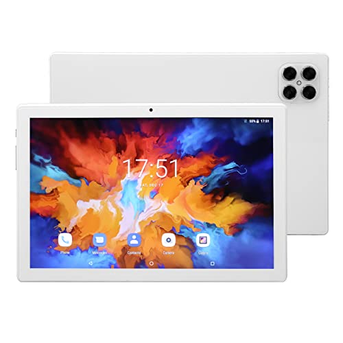 FECAMOS 10.1 Inch 2 in 1 Tablet 12GB RAM 256GB ROM Tablet Computer 4GLTE 5G Dual WiFi High Sensitive Stylus Front 8MP Rear 20MP for Android 11 for Home (White)