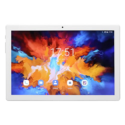 FECAMOS 10.1 Inch 2 in 1 Tablet 12GB RAM 256GB ROM Tablet Computer 4GLTE 5G Dual WiFi High Sensitive Stylus Front 8MP Rear 20MP for Android 11 for Home (White)