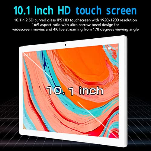 FECAMOS 10.1 Inch 2 in 1 Tablet 12GB RAM 256GB ROM Tablet Computer 4GLTE 5G Dual WiFi High Sensitive Stylus Front 8MP Rear 20MP for Android 11 for Home (White)