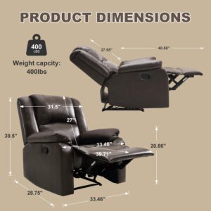 RISAR Oversized Rocker Recliner Chair, Ergonomic Nursery Manual Rocking Armchair Upholstered Thick backrest & Removable armrest Single Sofa Chair for Living Room (Dark Grey)