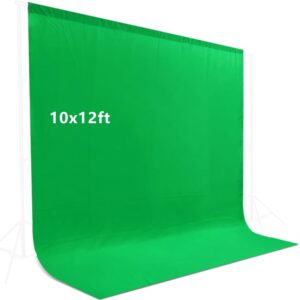 10x12ft green screen backdrop for photography, lcuirc chromakey polyester collapsible greenscreen background for streaming, photography, zoom meeting, video editing, podcasting