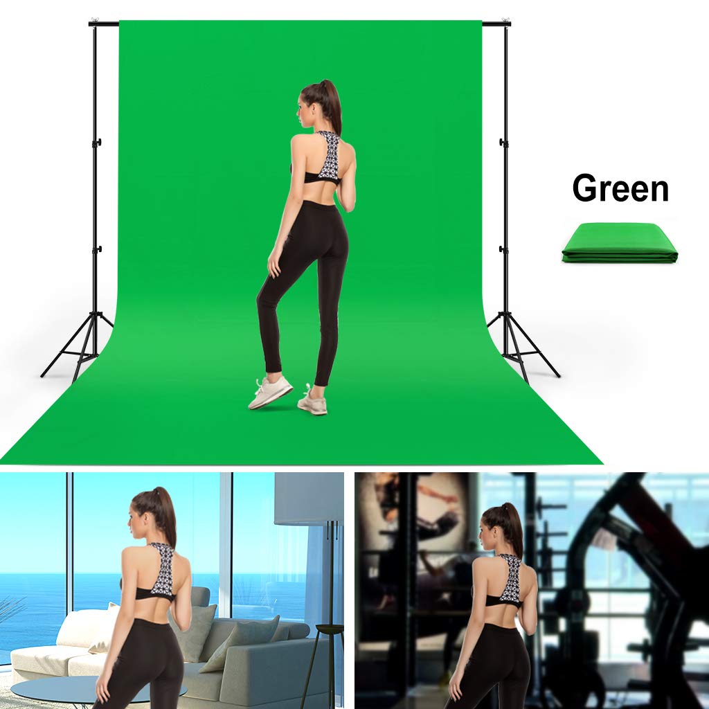 10X12ft Green Screen Backdrop for Photography, LCUIRC Chromakey Polyester Collapsible Greenscreen Background for Streaming, Photography, Zoom Meeting, Video Editing, Podcasting